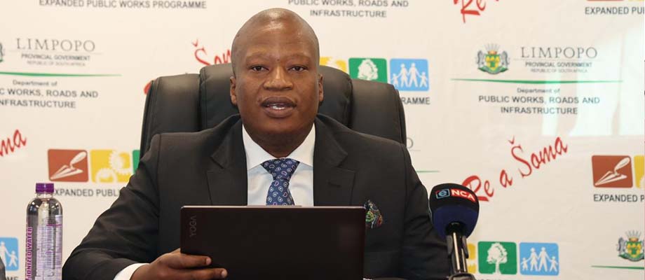 MEC Ernest Rachoene during Media briefing at Works Towers, Polokwane local Municipality
